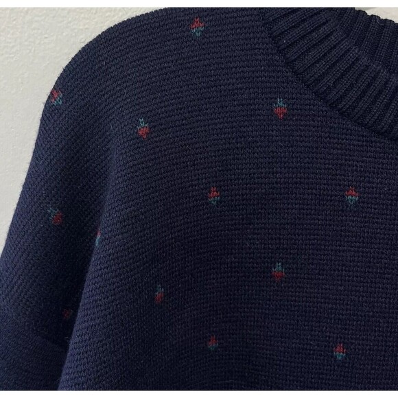 Vintage Izod Wool Sweater Men’s Large Long Sleeve Geometric Navy Blue Brazil - Picture 3 of 7